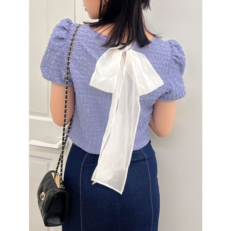 パープル | バックリボンシャーリングカットプルオーバー | dazzlin