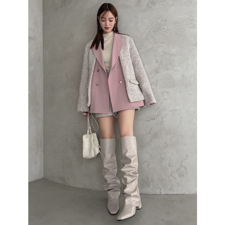 SETUP】ダブルボタンケープツイードジャケット※セットアップ対応[品番