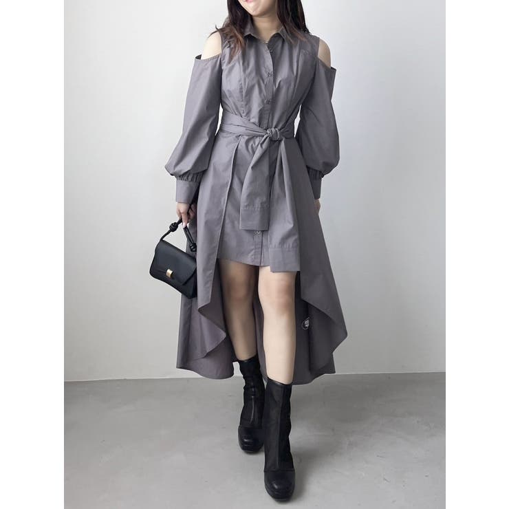 dazzlinレイヤードヘムシャツワンピース dazzlin（ダズリン）の「レイヤードヘムシャツワンピース