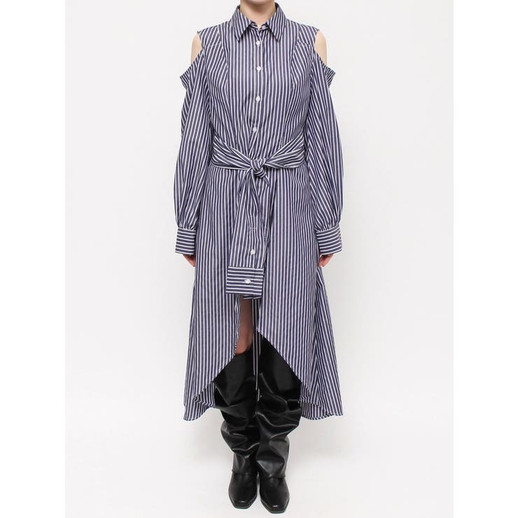 レイヤードヘムシャツワンピース[品番：MKSW0058130]｜dazzlin