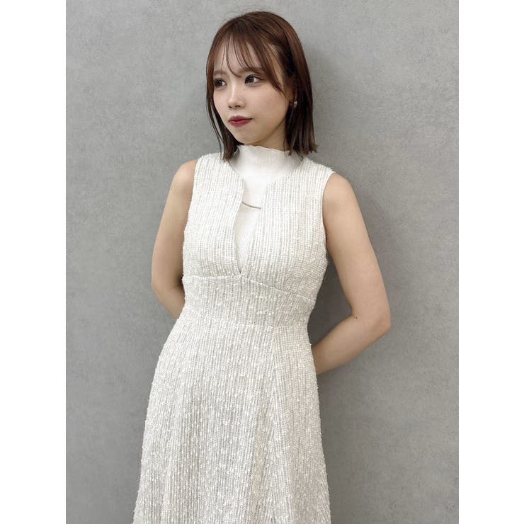 【新品タグ付き】dazzlin ディープネックツイードジャンスカ ブラック M ダズリン dazzlin ディープネックツイードジャンスカ （ブラック