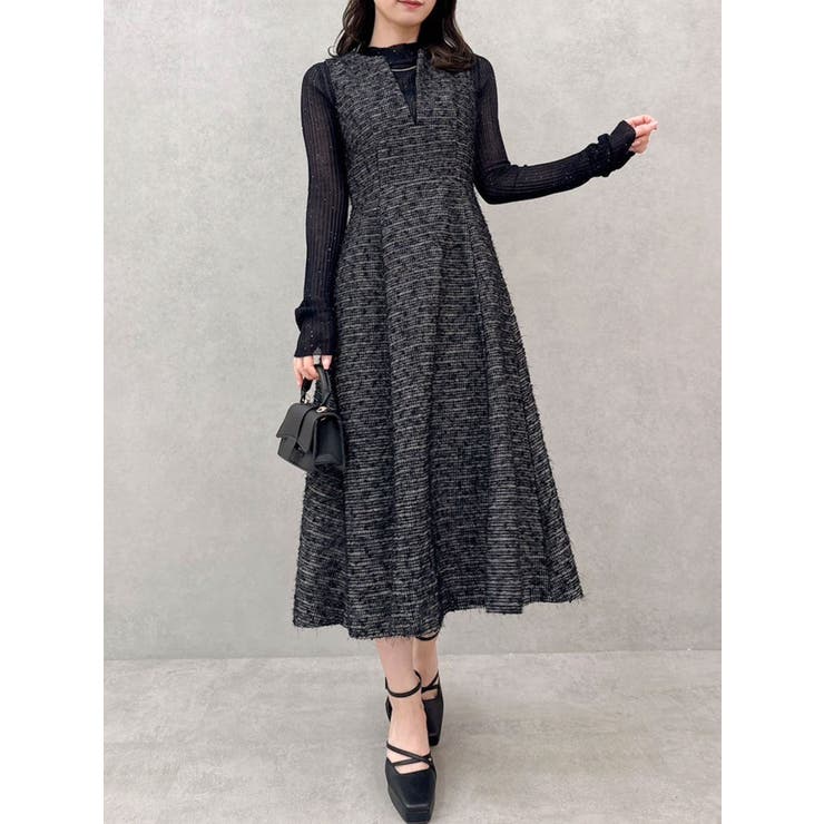 ディープネックツイードジャンスカ[品番：MKSW0059824]｜dazzlin