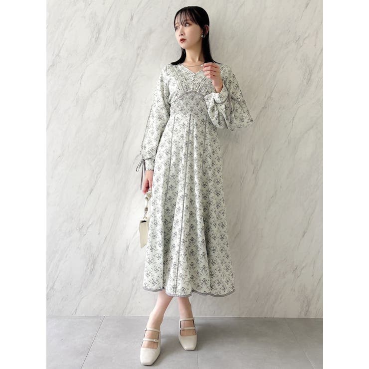 ピンタックフラワーワンピース[品番：MKSW0060748]｜dazzlin