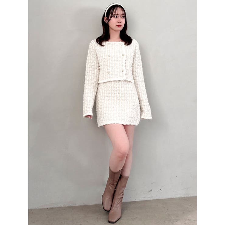SETUP】ツイードライクニットミニスカート※セットアップ対応