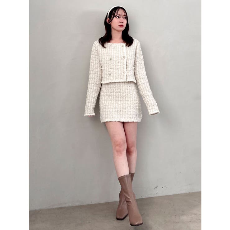 【SETUP】ツイードライクニットミニスカート※セットアップ対応 | dazzlin | 詳細画像35 