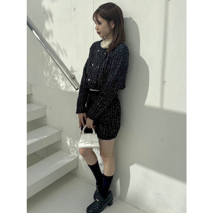 【SETUP】ツイードライクニットミニスカート※セットアップ対応 | dazzlin | 詳細画像4 