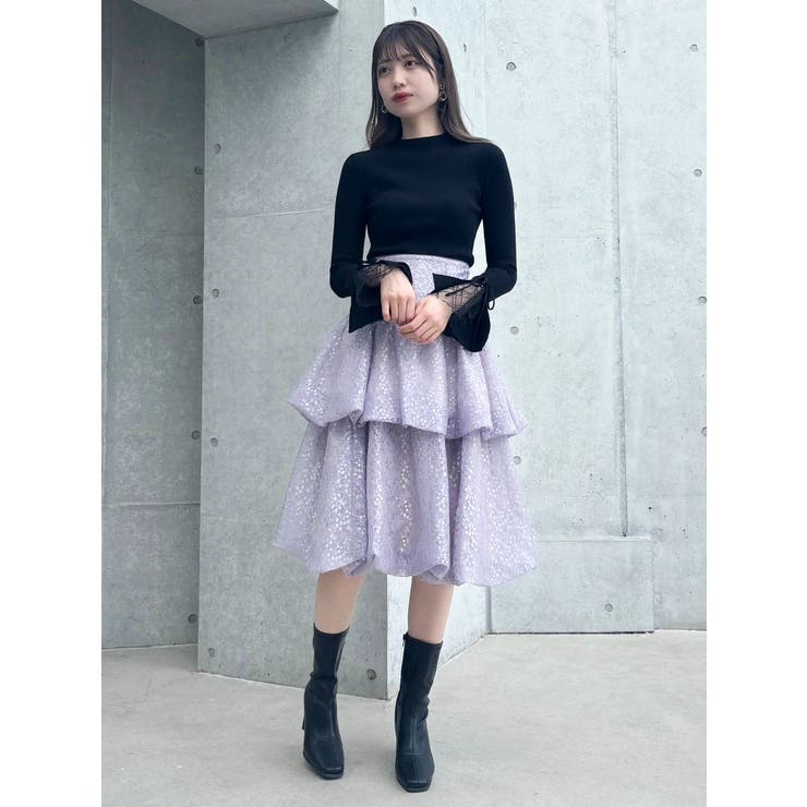 dazzlin バリエIラインミディスカート 完売品 試着のみ美品 ティアードバルーンミディスカート[品番：MKSW0059830]｜dazzlin