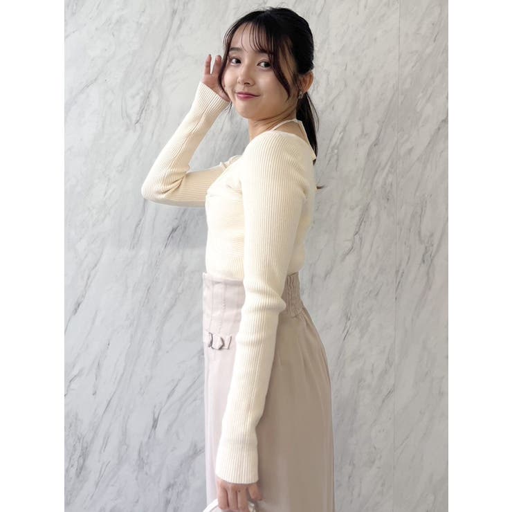 フロントツイストリボンニットトップス[品番：MKSW0060995]｜dazzlin