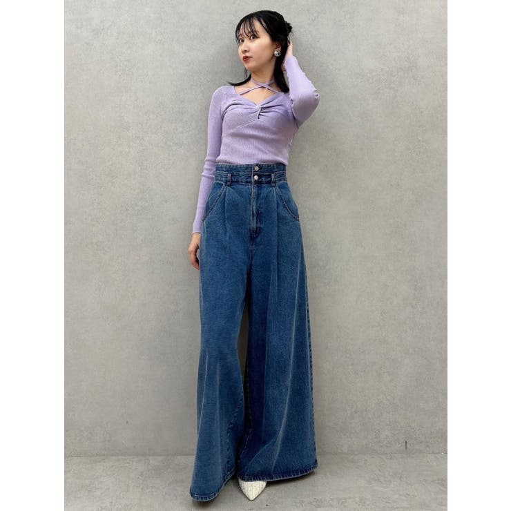 【極美品】M7days リボンヤーンニットトップスベスト 近年モデル 完売品 マイクロナイロン フェザーヤーン2wayニットベスト