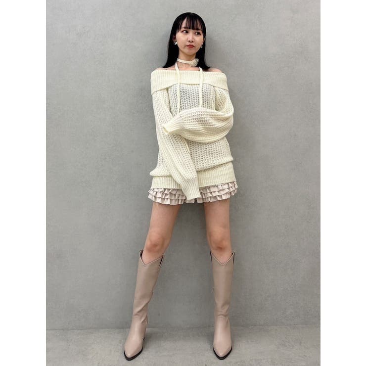 ワッフルオフショルコサージュニット | dazzlin | 詳細画像23 