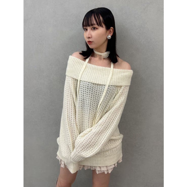 ワッフルオフショルコサージュニット | dazzlin | 詳細画像25 