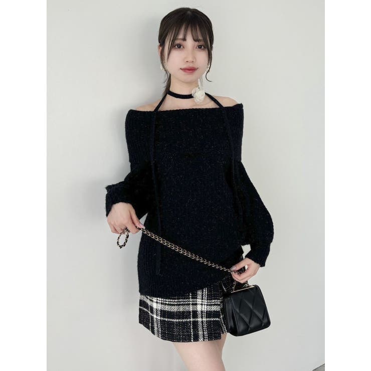 ワッフルオフショルコサージュニット | dazzlin | 詳細画像33 