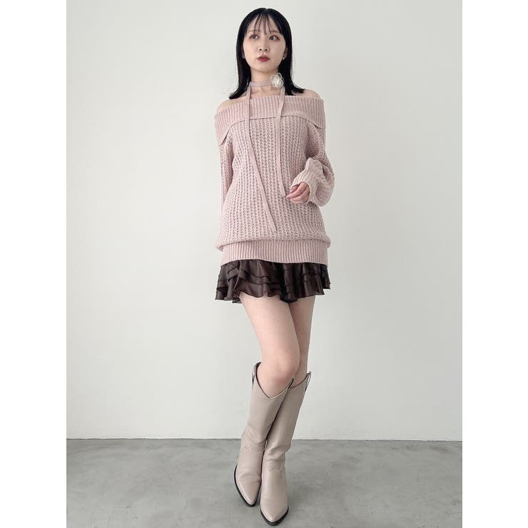 ワッフルオフショルコサージュニット | dazzlin | 詳細画像41 