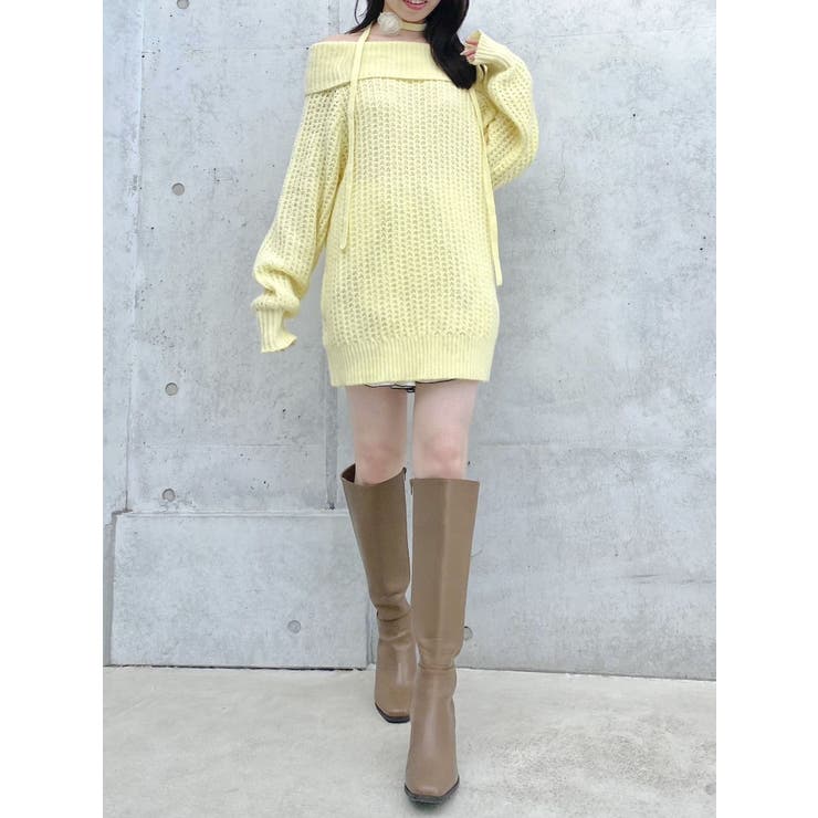 ワッフルオフショルコサージュニット | dazzlin | 詳細画像44 