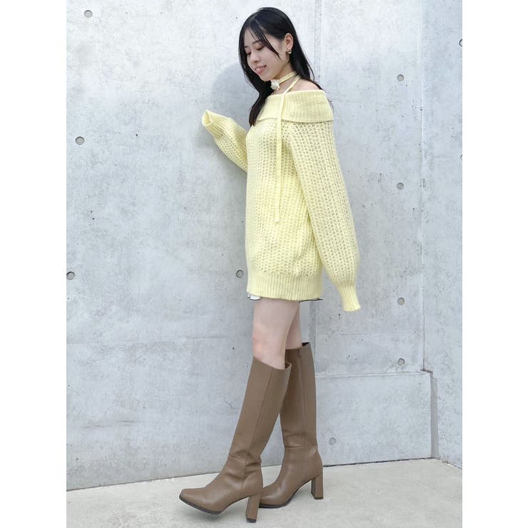 ワッフルオフショルコサージュニット | dazzlin | 詳細画像45 