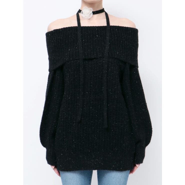 ワッフルオフショルコサージュニット | dazzlin | 詳細画像47 