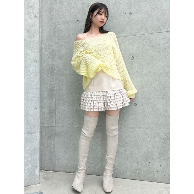 モヘアライクビッグリボンニット[品番：MKSW0059840]｜dazzlin