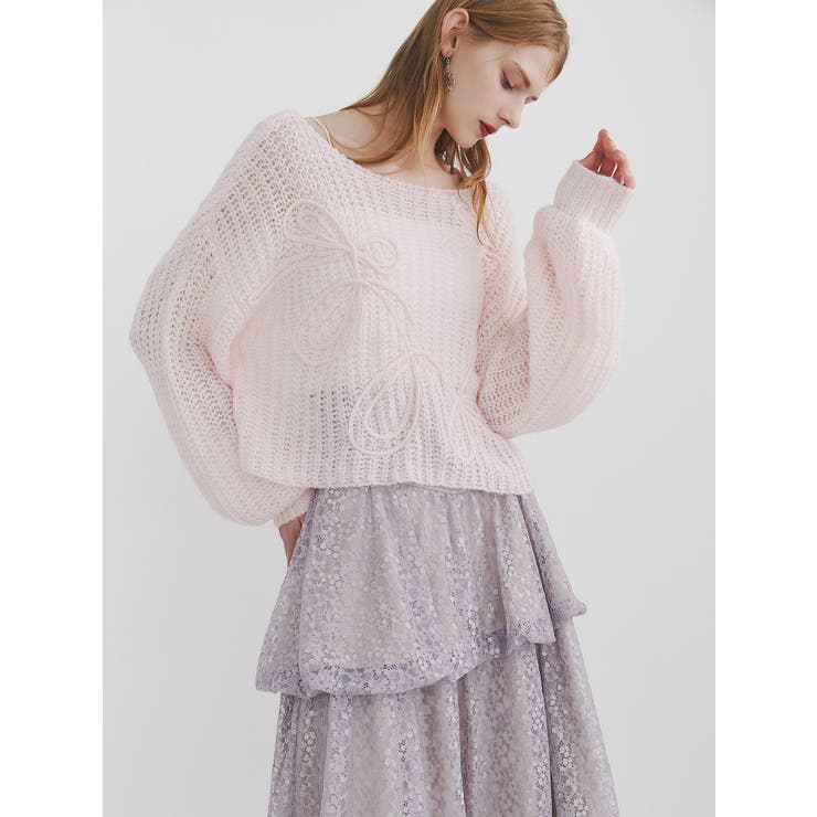 モヘアライクビッグリボンニット[品番：MKSW0059840]｜dazzlin