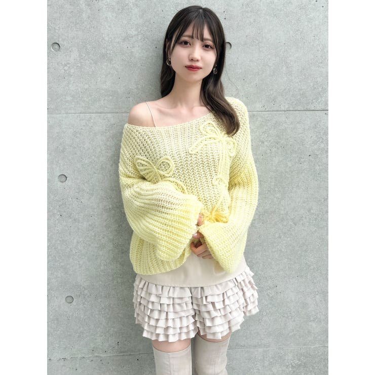 モヘアライクビッグリボンニット[品番：MKSW0059840]｜dazzlin