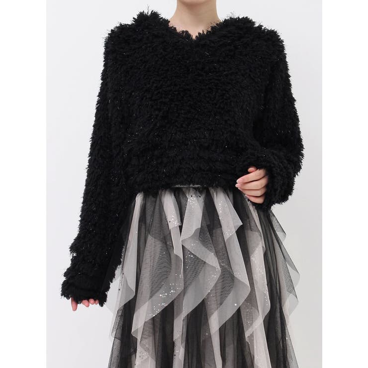 ブラック | プードルボリュームカットソー | dazzlin