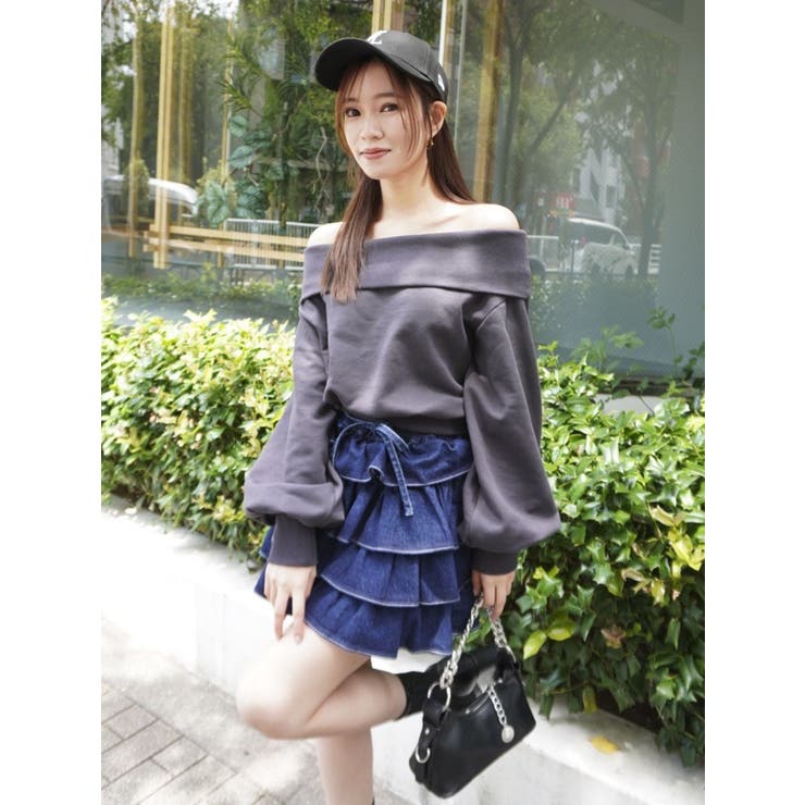 デコルテオープンスウェットトップス | dazzlin | 詳細画像31 