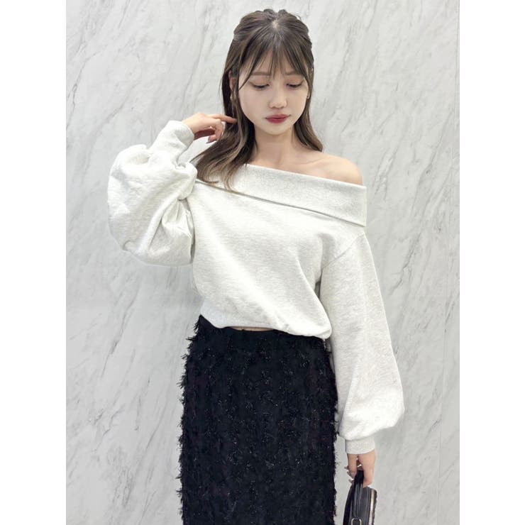 デコルテオープンスウェットトップス | dazzlin | 詳細画像50 