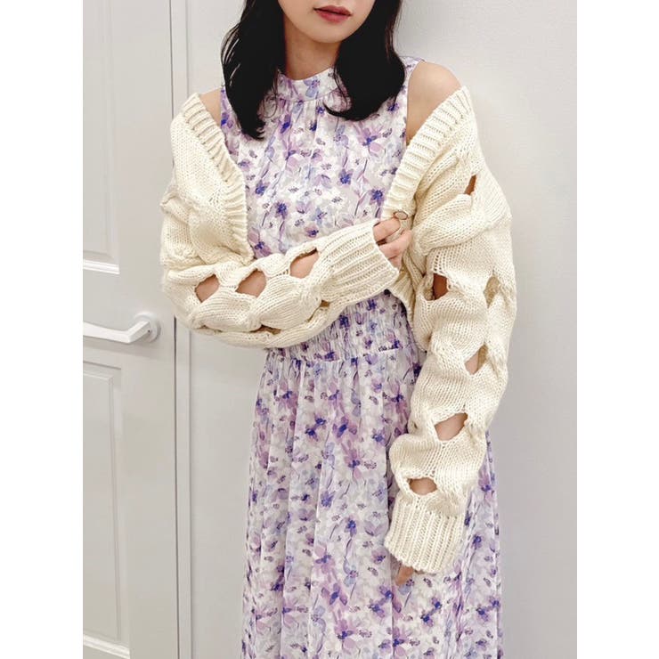 スリットケーブルニットカーディガン[品番：MKSW0059841]｜dazzlin