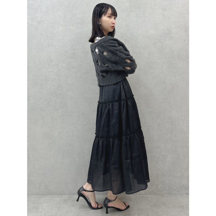 極美品　OZZONESTE オッズオネスト　ロングカーディガン　フリル　黒 OZZON JAPAN / Celebration of Rose 猫耳裏起毛カーディガン