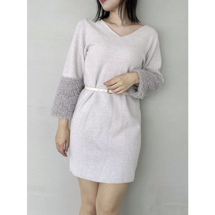 ボリュームファースリーブビットミニワンピース | dazzlin | 詳細画像10 