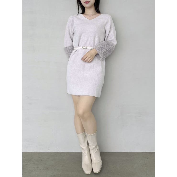 ボリュームファースリーブビットミニワンピース | dazzlin | 詳細画像13 