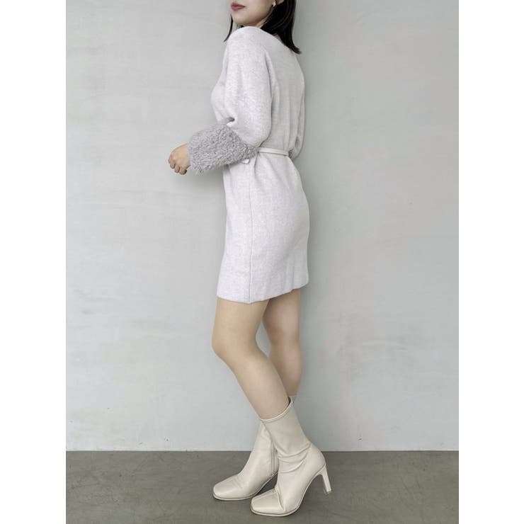 ボリュームファースリーブビットミニワンピース | dazzlin | 詳細画像14 