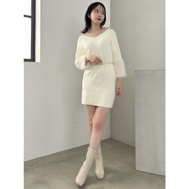 ボリュームファースリーブビットミニワンピース | dazzlin | 詳細画像23 