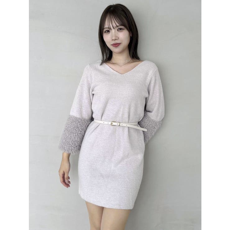 ボリュームファースリーブビットミニワンピース | dazzlin | 詳細画像9 