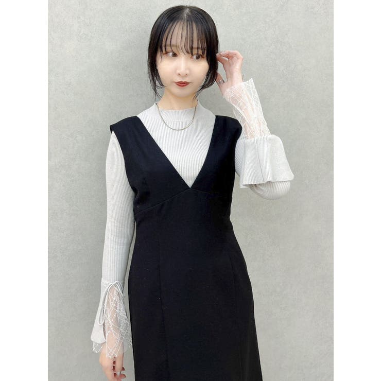 【森香澄コラボ】ディープネックレイヤードワンピース | dazzlin | 詳細画像15 