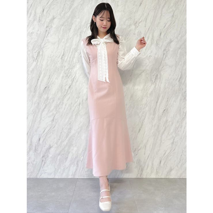 【森香澄コラボ】ディープネックレイヤードワンピース | dazzlin | 詳細画像17 