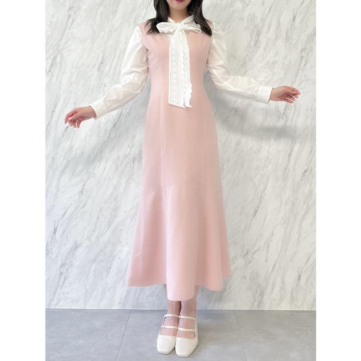 【森香澄コラボ】ディープネックレイヤードワンピース | dazzlin | 詳細画像20 