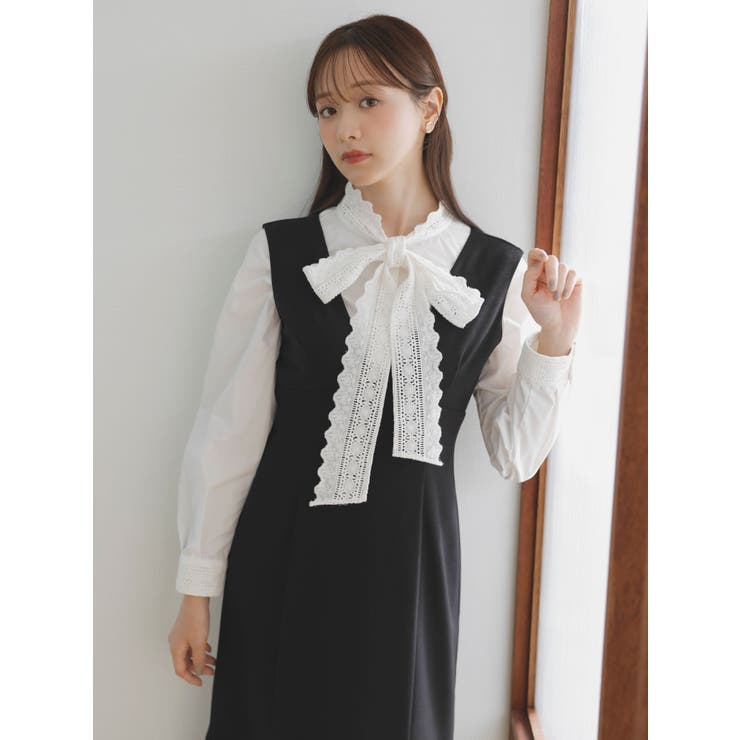 【森香澄コラボ】ディープネックレイヤードワンピース | dazzlin | 詳細画像3 