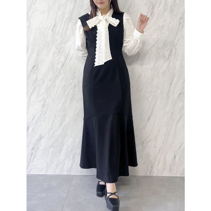 【森香澄コラボ】ディープネックレイヤードワンピース | dazzlin | 詳細画像9 