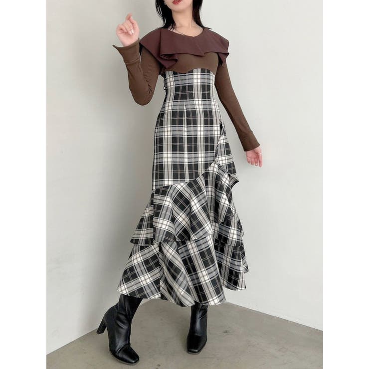 アシメマーメイドコルセットワンピース　dazzlin アシメマーメイドコルセットワンピース[品番：MKSW0061109