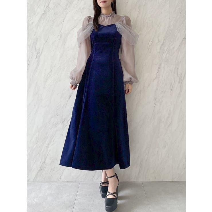 シアーベールセミフレアワンピース[品番：MKSW0060758]｜dazzlin