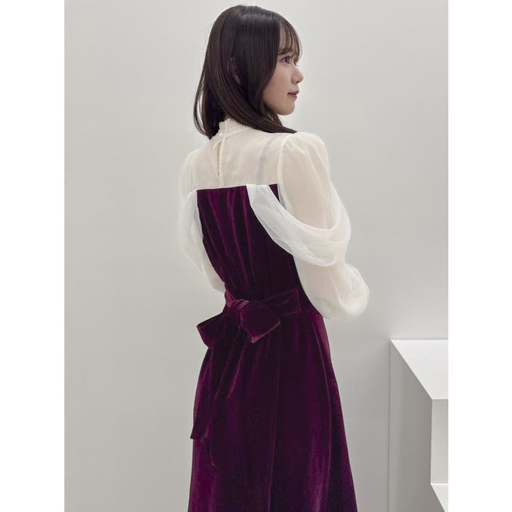【美品】dazzlin シアーベールシャガードセミフレアワンピース　M シアーベールセミフレアワンピース[品番：MKSW0060758]｜dazzlin