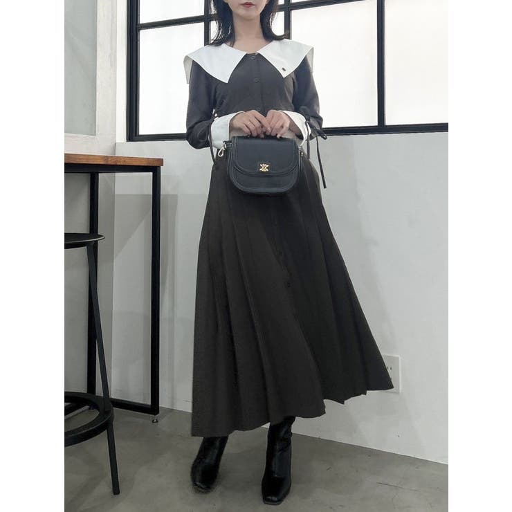 POLO BCS コラボ】ビッグカラーサイドプリーツワンピース[品番 POLO BCS コラボ】ビッグカラーサイドプリーツワンピース[品番