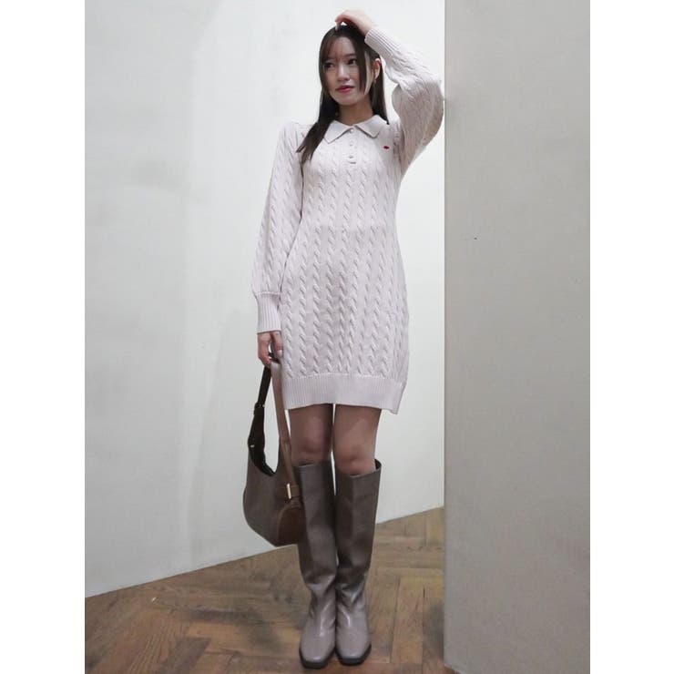 POLO BCS コラボ】ケーブルポロニットワンピース[品番