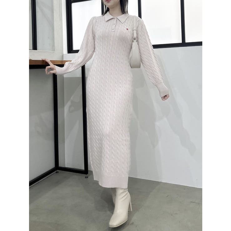 POLO BCS コラボ】ケーブルポロニットワンピース[品番