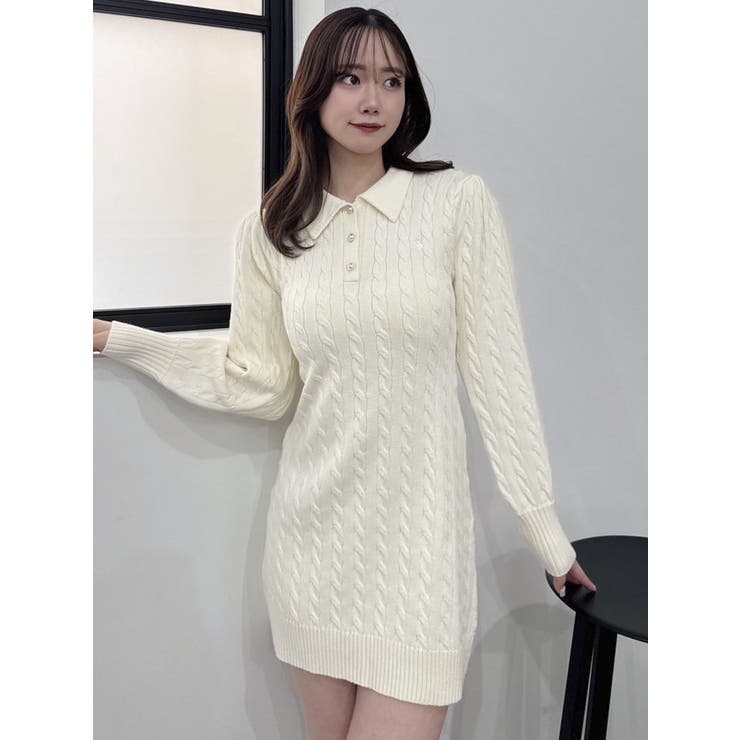 POLO BCS コラボ】ケーブルポロニットワンピース[品番