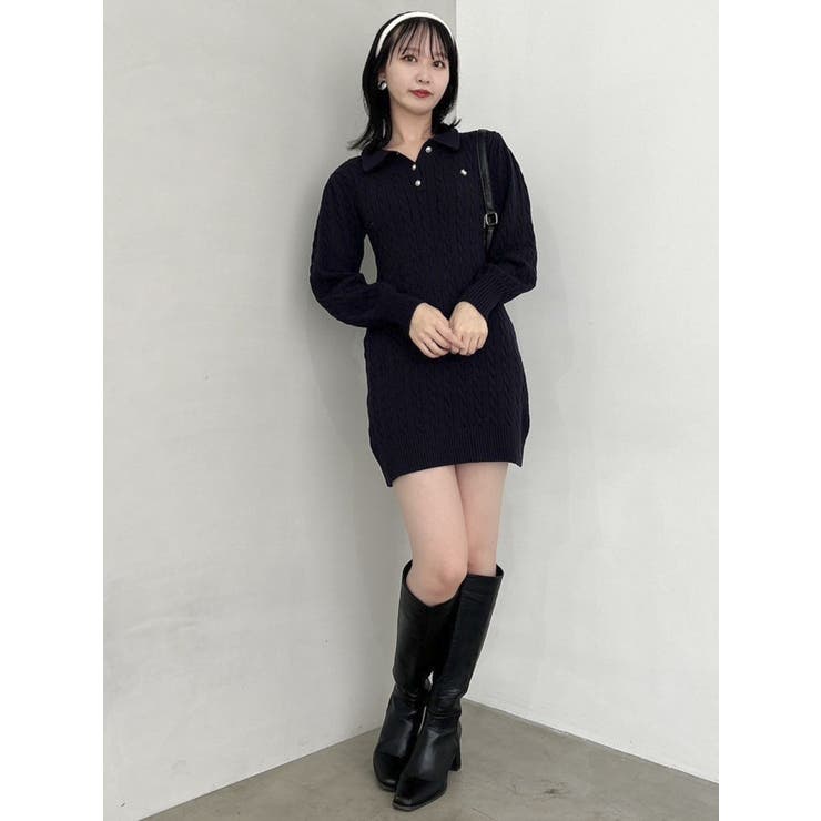 POLO BCS コラボ】ケーブルポロニットワンピース[品番