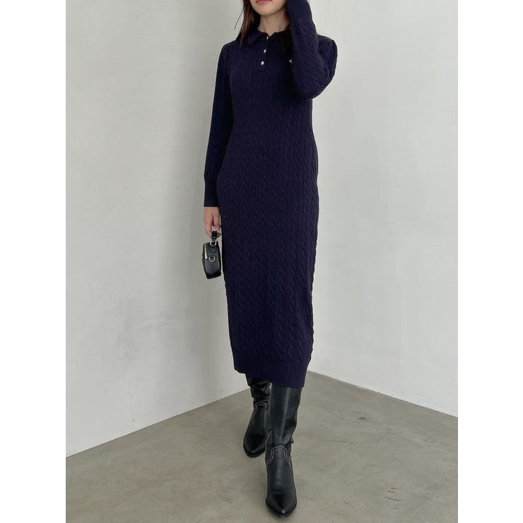 POLO BCS コラボ】ケーブルポロニットワンピース[品番
