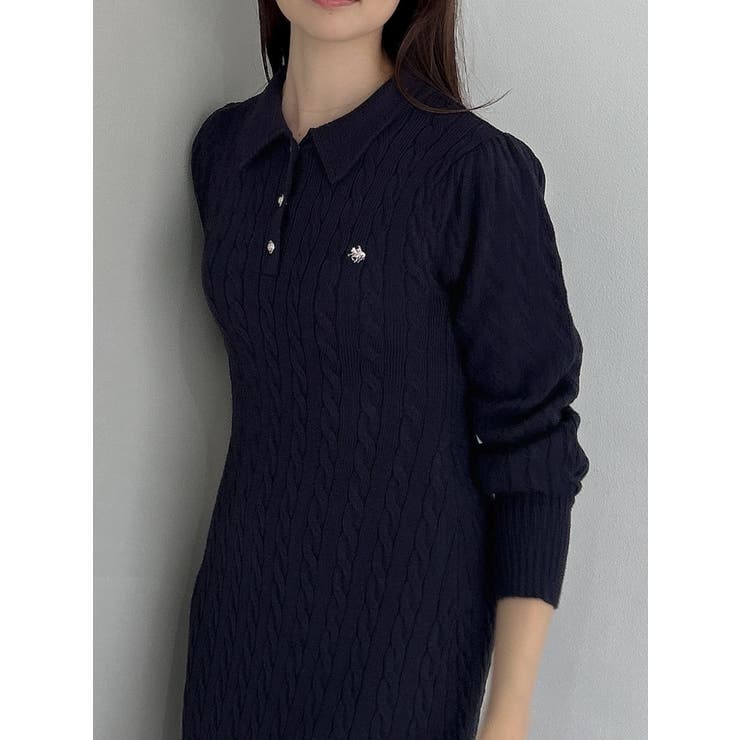 POLO BCS コラボ】ケーブルポロニットワンピース[品番