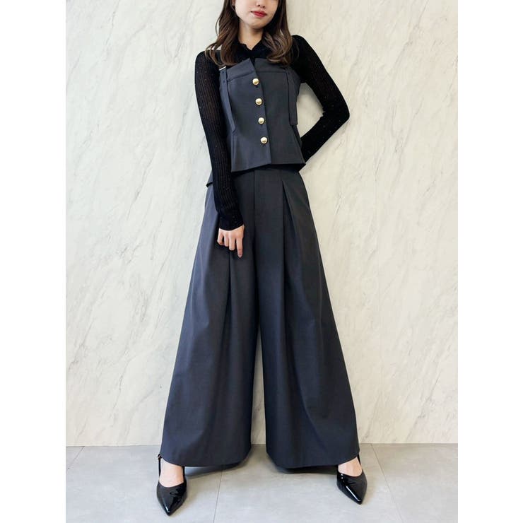 チャコールグレー | フロントタックフレアーパンツ | dazzlin