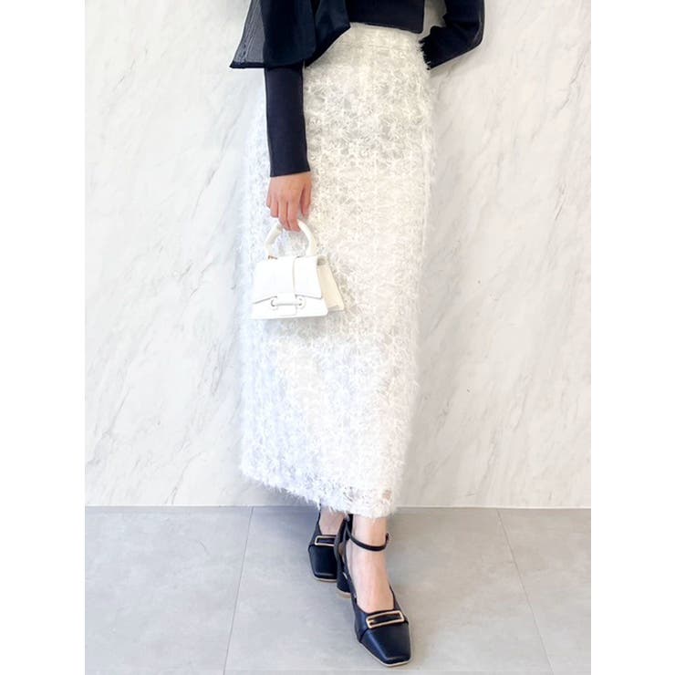 オフホワイト | フェザーライクレースIラインスカート | dazzlin